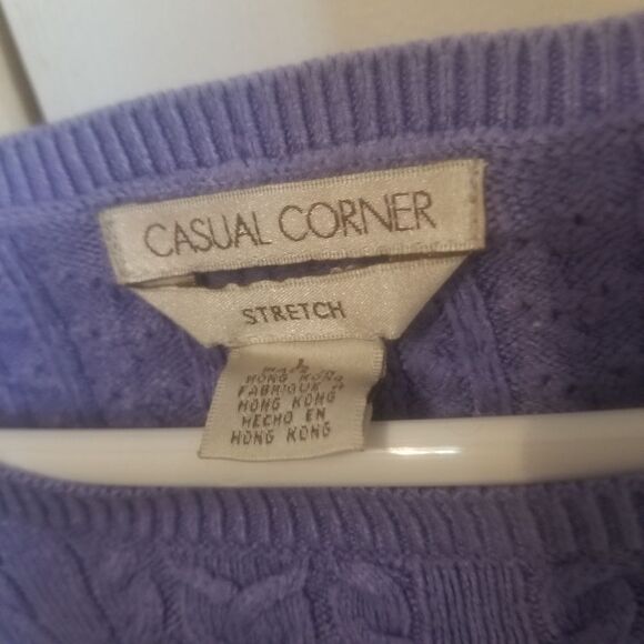 Casual Corner Blue Braided Cable Knit Boat Neck Textured Sweater Size Large - Picture 7 of 10